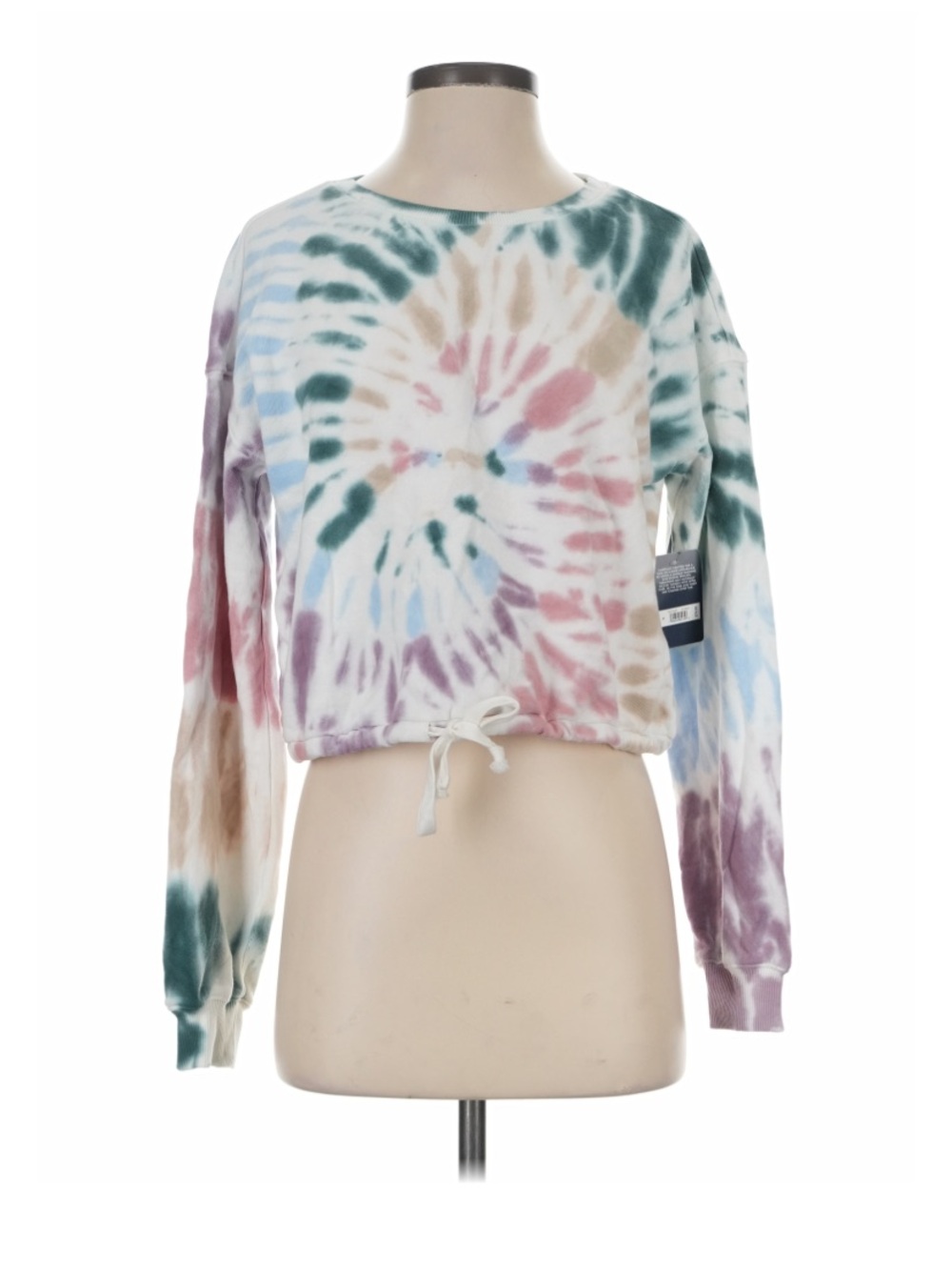 Lucky Brand Tie-Dye Drawstring Cropped Sweatshirt - Multicolor NWT